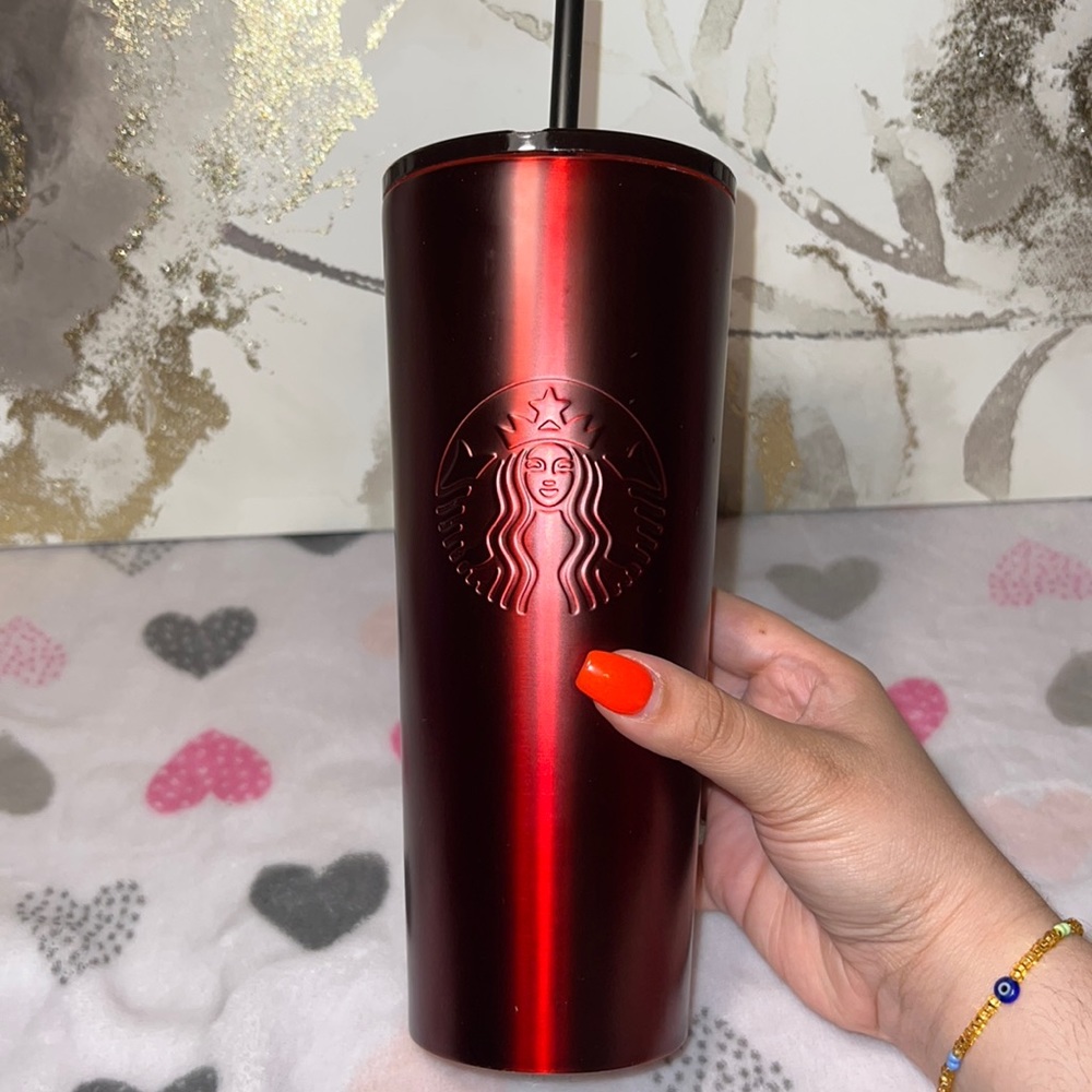 COPY - STARBUCKS 2018 HOLIDAY MATTE RED STAINLESS STEEL 24Oz LIMITED EDITION TU…